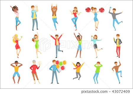 People Having Fun At The Party Set Of Illustrations 43072409