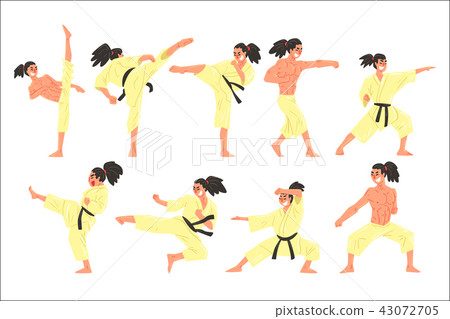 Professional Martial Arts Sportsman Funny Character Set Professional Martial Arts Sportsman Funny Character Set 43072705