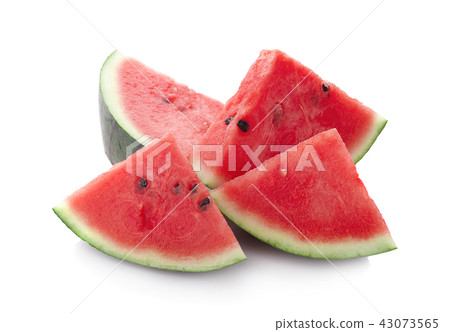 Slice of watermelon on white background 43073565
