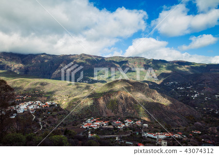 Scenic view of beautiful mountain valley landscape Scenic view of beautiful mountain valley landscape 43074312