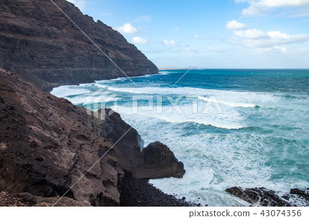 Beautiful seascape background of Lanzarote island Beautiful seascape background of Lanzarote island 43074356