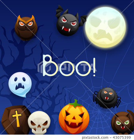 Happy Halloween greeting card. Happy Halloween greeting card. 43075399