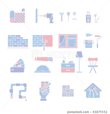 Home Improvement silhouettes icon set Home Improvement silhouettes icon set 43075552