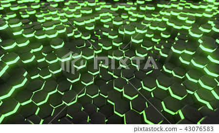 3D rendering Abstract hexagon with neon geometry background 43076583