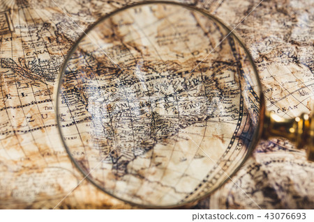 View through magnifier on old map 43076693