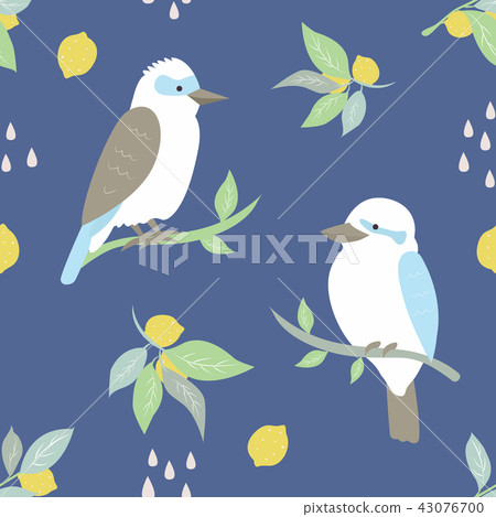 Beach tropical seamless pattern with kookaburra Beach tropical seamless pattern with kookaburra 43076700