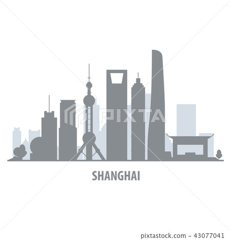 Shanghai city skyline - cityscape silhouette 43077041