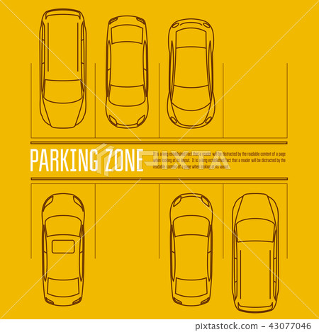 Car parking lot - top view of cars in park zone Car parking lot - top view of cars in park zone 43077046