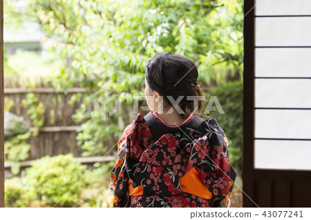 日本服裝女性後方外觀 日本服裝女性後方外觀 43077241