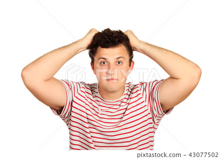 emotional guy isolated on white background emotional guy isolated on white background 43077502