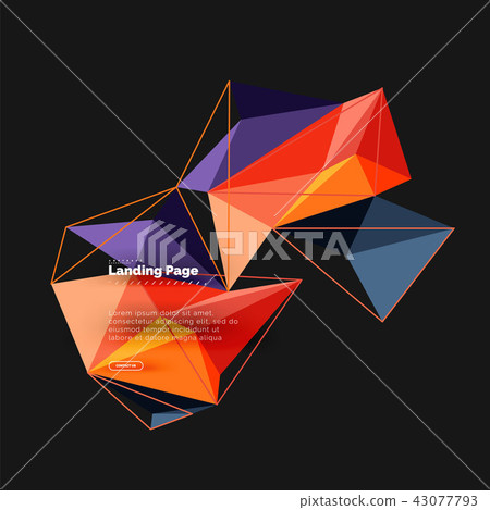 Polygonal geometric design, abstract shape made of triangles, trendy background 43077793
