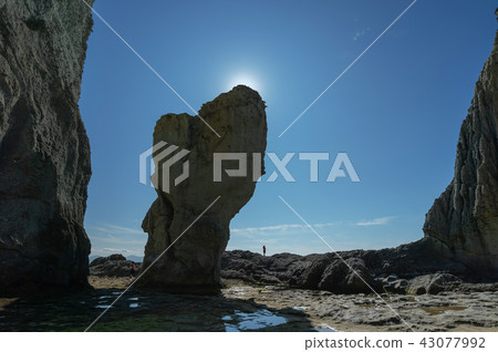 [Saimura, Shimokita Peninsula, Aomori] Nyorai's neck: Hotokegaura is a landscape of gorgeous paradise where various types of strange rocks made by green tuff gather. 43077992
