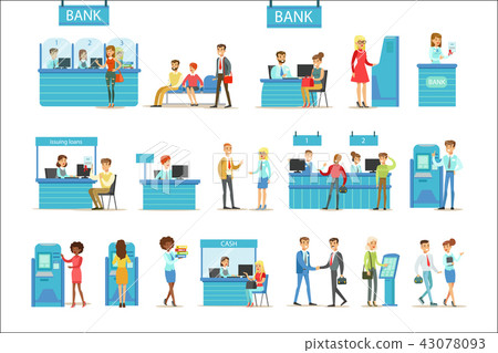 Bank Service Professionals And Clients Different Financial Affairs Consultancy, ATM Cash 43078093