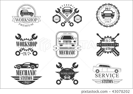 Auto Mechanic Black And White Emblems Auto Mechanic Black And White Emblems 43078202