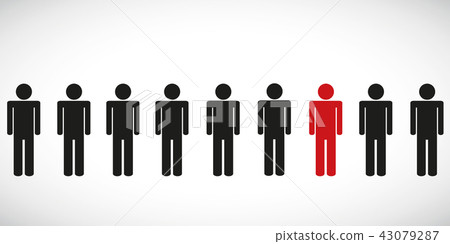 one red special person in a group pictogram one red special person in a group pictogram 43079287