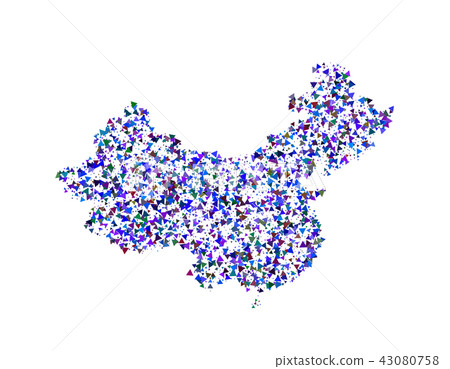 China map from triangles.  Vector colorful  43080758