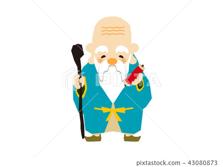 Seven Lucky Gods. Illustration of Happiness God. Good luck. Invitation. Fukuroku. Seven Lucky Gods. Illustration of Happiness God. Good luck. Invitation. Fukuroku. 43080873