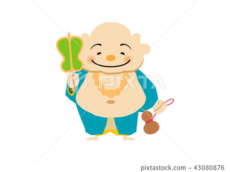 Seven Lucky Gods. Illustration of Happiness God. Good luck. Invitation. Mr. Hotei. 43080876