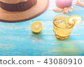 Drinks on the beach, lime soda on the table. Durin 43080910