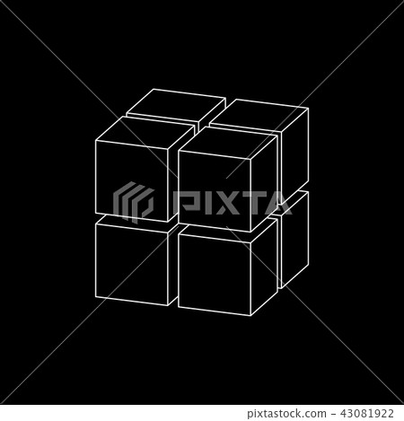 Abstract 3d cube from cubes. Dimetric projection. - Stock Illustration ...