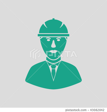 Icon of construction worker head in helmet 43082842