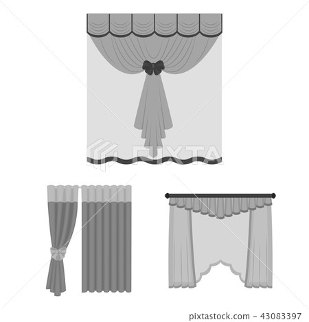 Different kinds of curtains monochrome icons in set collection for design. Curtains and lambrequins 43083397
