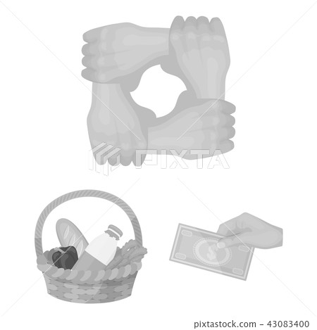 Charity and donation monochrome icons in set collection for design. Material aid vector symbol stock Charity and donation monochrome icons in set collection for design. Material aid vector symbol stock 43083400