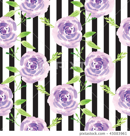 Hand-painted watercolor floral rose Pattern 43083961