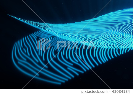 3D illustration Fingerprint scan provides security access with biometrics identification. Concept 43084184