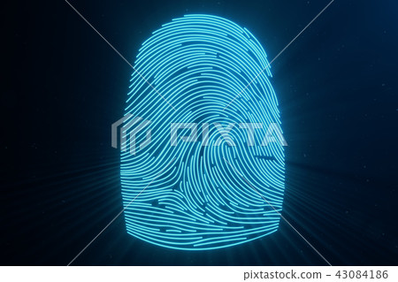 3D illustration Fingerprint scan provides security access with biometrics identification. Concept 43084186