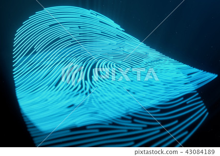 3D illustration Fingerprint scan provides security access with biometrics identification. Concept 43084189