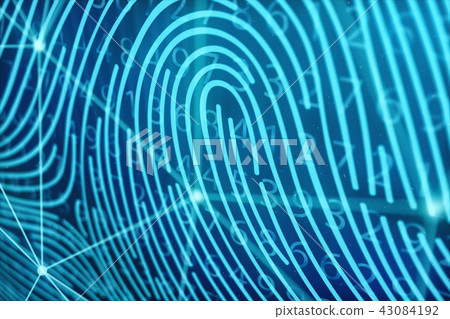 3D illustration Fingerprint scan provides security access with biometrics identification. Concept 3D illustration Fingerprint scan provides security access with biometrics identification. Concept 43084192