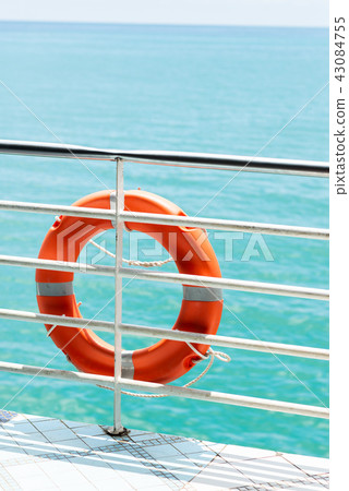 Sea series: Life ring hanging on the ship’s fence 43084755