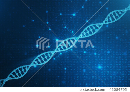 Digital DNA molecule, structure. Concept binary code human genome. DNA molecule with modified genes 43084795