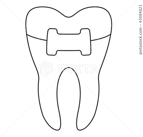 Line art black and white healthy tooth in brace 43084821