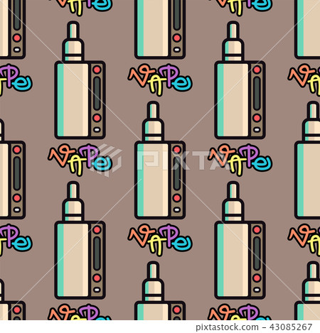 Vape device vector cigarette vaporizer vapor juice seamless pattern bottle flavor illustration Vape device vector cigarette vaporizer vapor juice seamless pattern bottle flavor illustration 43085267