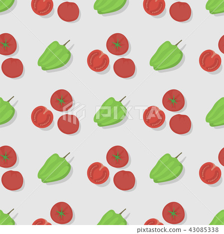 Tomatoes seamless pattern background flat color style design organic, healthy vegetarian vector 43085338
