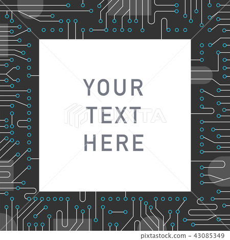Computer IC chip template microchip on detailed printed circuit board design abstract background 43085349
