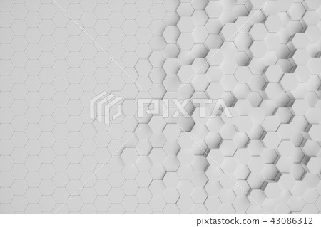 3D illustration white geometric hexagonal abstract background. Surface hexagon pattern, hexagonal 3D illustration white geometric hexagonal abstract background. Surface hexagon pattern, hexagonal 43086312