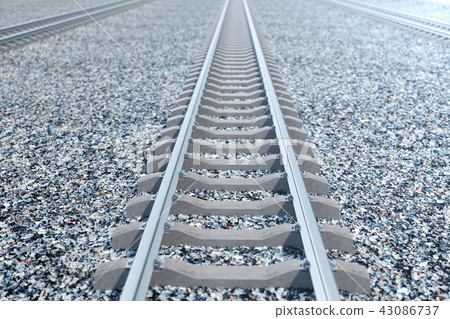 Railroad or railway, steel railway for trains. Railroad travel, railway tourism. Transportation 43086737