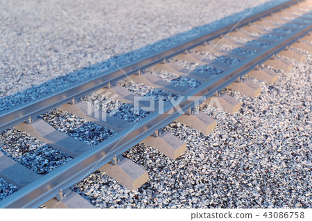 Railroad or railway, steel railway for trains. Railroad travel, railway tourism. Transportation 43086758