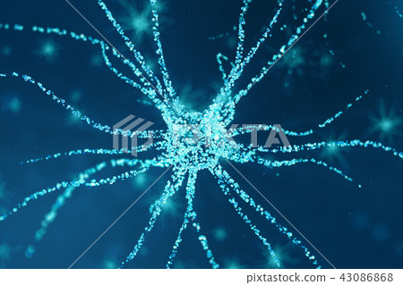 Conceptual illustration of neuron cells with glowing link knots. Synapse and neuron cells sending Conceptual illustration of neuron cells with glowing link knots. Synapse and neuron cells sending 43086868