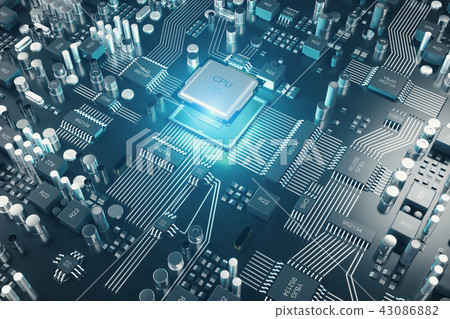 Circuit board. Technology background. Central Computer Processors CPU concept. Motherboard digital 43086882