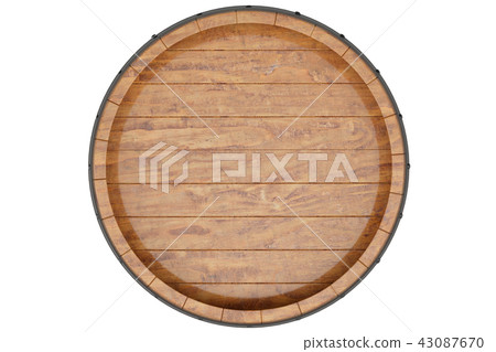 Wine, beer, whiskey, wooden barrel top view of isolation on a white background. 3d illustration 43087670