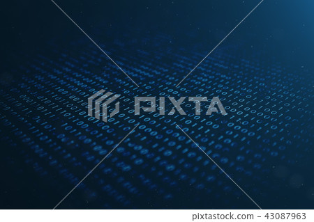 3D illustration binary code on blue background.... - Stock Illustration ...