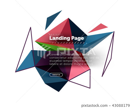 Triangular design abstract background, landing page. Low poly style colorful triangles on white 43088179