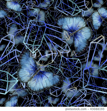 Exotic butterflies wild insect in a watercolor style. Seamless background pattern. 43088193