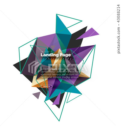 Triangular design abstract background, landing page. Low poly style colorful triangles on white 43088214