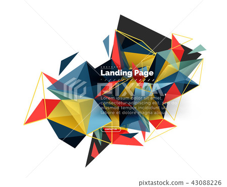 Triangular design abstract background, landing page. Low poly style colorful triangles on white 43088226