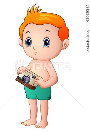 Little boy cartoon holding a camera 43089555